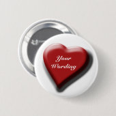 赤いハートの独身のでカスタマイズ可能なバッジ 缶バッジ (正面&裏面)