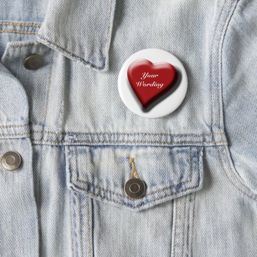 赤いハートの独身のでカスタマイズ可能なバッジ 缶バッジ (インサイチュ)