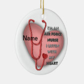 赤いハートの空軍看護師 セラミックオーナメント (右)