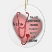 赤いハートの空軍看護師 セラミックオーナメント (左)