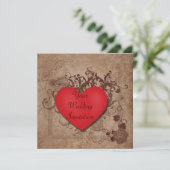 赤いハートの結婚式招待状 招待状 (スタンド正面)