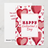 赤いハートの絵 幸せなガレンティンの日 シーズンカード (正面/裏面)