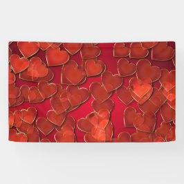 赤いハートの背景または背景 横断幕