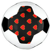 赤いハートの背景（黒） サッカーボール (回転)