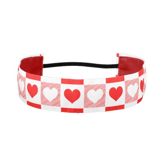 赤いハートの色カスタム付き背景 アスレチックヘッドバンド (正面)