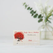 赤いハートの葉の木のテーブルプレイスカード プレイスカード (スタンド正面)