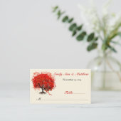 赤いハートの葉の木のテーブルプレースカード プレイスカード (スタンド正面)