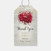 赤いハートの葉の木の下の星 ギフトタグ (裏面)