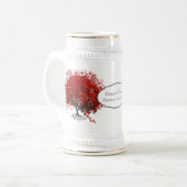 赤いハートの葉の木 ビールジョッキ (正面左)