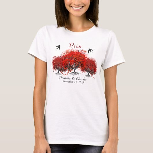 赤いハートの葉の木 Tシャツ (正面)