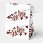 赤いハートの蝶々模様のギフトボックス フェイバーボックス (裏面サイド)