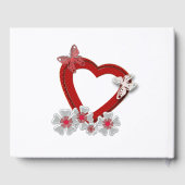 赤いハートの蝶の花バレンタインデーの愛私たち ゲストブック (裏面)