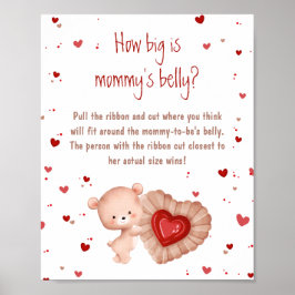 赤いハートの赤ちゃんシャワーどのように大きいママの腹 ポスター