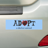 赤いハートの避難所の動物のバンパーステッカーの足 バンパーステッカー (車上)