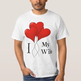 赤いハートの風船の3つセット 愛しているよ、妻 Tシャツ
