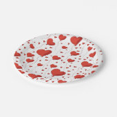 赤いハートの風船模様 バレンタインデー ペーパープレート (アングル)