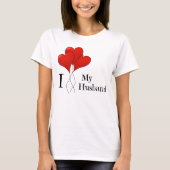 赤いハートの風船３個セット 愛してる 夫 Tシャツ (正面)