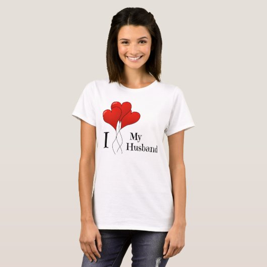 赤いハートの風船３個セット 愛してる 夫 Tシャツ (正面フル)