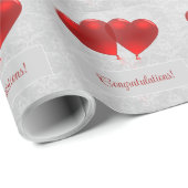 赤いハートの風船 結婚ラッピングペーパー ラッピングペーパー (ロールコーナー)