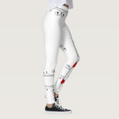 赤いハートの黒いつる植物パターンレギンス レギンス (右)