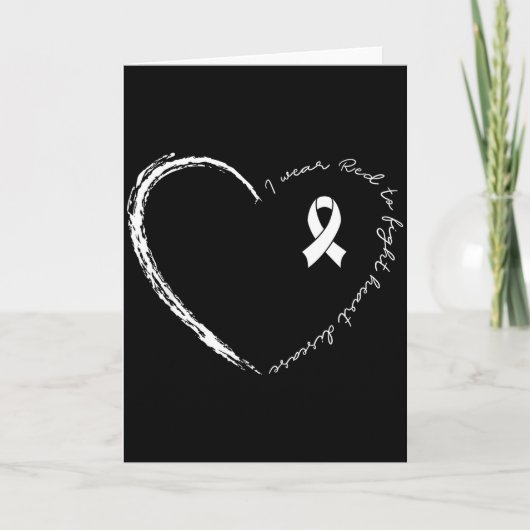 赤いハートの リボンを付けて、心臓病と闘う カード (正面)