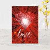 赤いハートの「愛」グリーティングカード カード (黄色い花)