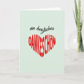 赤いハートのDankeschonのノートありがとう サンキューカード (正面)