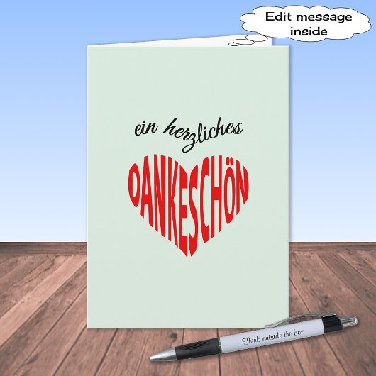 赤いハートのDankeschonのノートありがとう サンキューカード