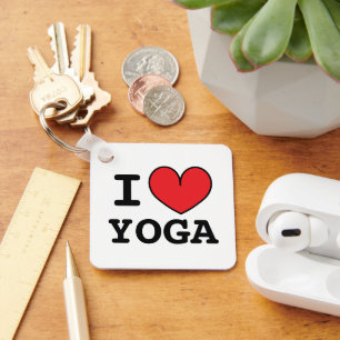 赤いハートのI ❤ YOGA オーダーメイドキーチェーン キーホルダー