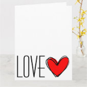 赤いハートのLOVE カード (黄色い花)
