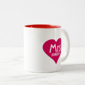 赤いハートのMugパーソナライズな夫人 ツートーンマグカップ (正面右)
