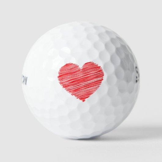 赤いハートのSrixon Soft Feel 13ゴルフボール - ギフト ゴルフボール (正面)