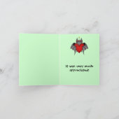 赤いハートのthxが付いている艶かしくおもしろいなクリスマスのこうもり シーズンカード (内部)