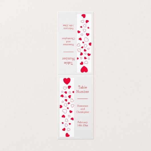 赤いハートのValentines結婚 Dayのテーブル番号 (外部フラット)