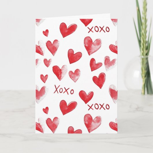 赤いハートのXOXOラブ カード (正面)