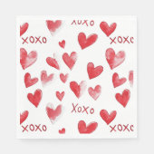 赤いハートのXOXOラブ スタンダードランチョンナプキン (正面)