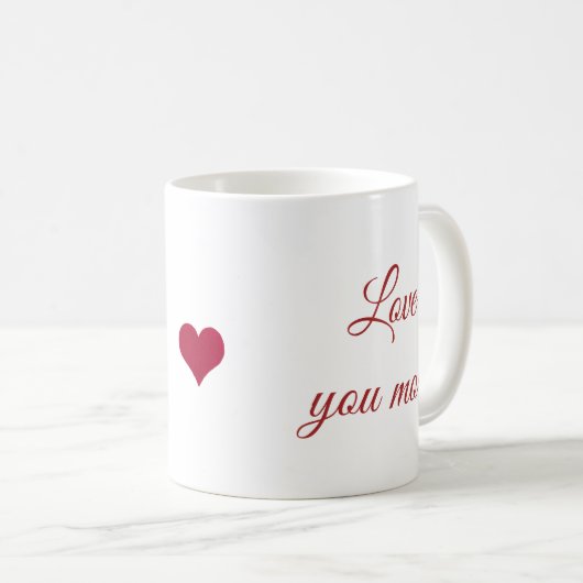 赤いハートはもっとマグを好き コーヒーマグカップ (正面右)