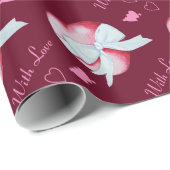 赤いハートは白いリボンの弓ロマンチックで結ばれる ラッピングペーパー (ロールコーナー)