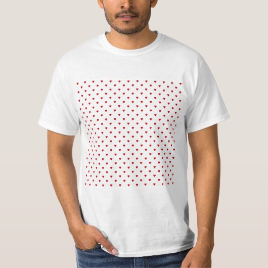 赤いハートは白い背景で模造します Tシャツ (正面)
