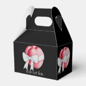 赤いハートは結婚式のために白いリボンで結ばれる フェイバーボックス (裏面サイド)