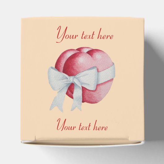 赤いハートは結婚式のために白いリボンで結ばれる フェイバーボックス (上部)