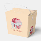 赤いハートは結婚式のために白いリボンで結ばれる フェイバーボックス (裏面サイド)