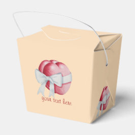 赤いハートは結婚式のために白いリボンで結ばれる フェイバーボックス