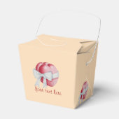 赤いハートは結婚式のために白いリボンで結ばれる フェイバーボックス (正面サイド)