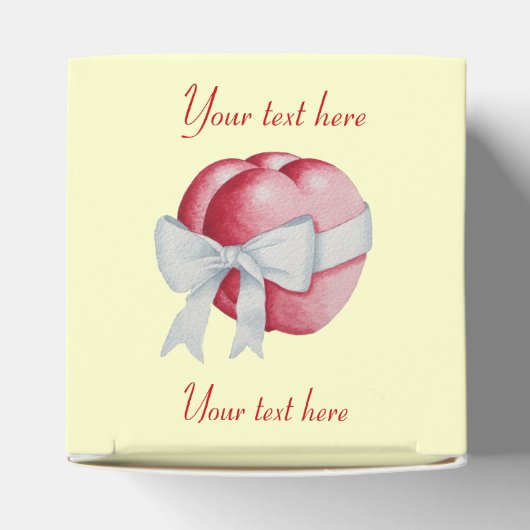 赤いハートは結婚式のために白い弓で結ばれる フェイバーボックス (上部)