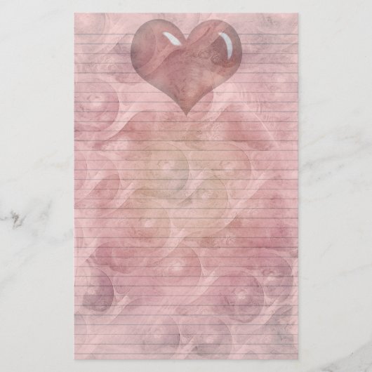 赤いハートひな形 – オプション行 便箋 (正面)