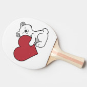 赤いハートを持つバレンタインデーの白くま 卓球ラケット (横)
