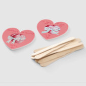 赤いハートを白い弓で結結婚ぶ ハンドファン (組立なし)