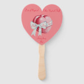 赤いハートを白い弓で結結婚ぶ ハンドファン (正面)