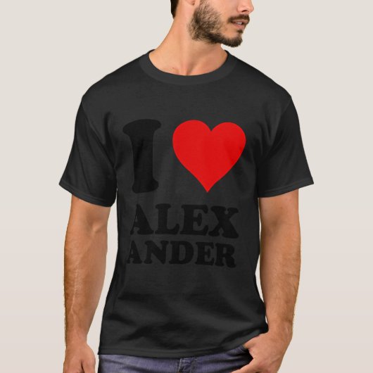 赤いハートアイラブアレキサンダー Tシャツ (正面)